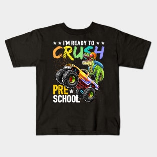 Crush Preschool Dinosaur Monster Truck Back to School Kids T-Shirt